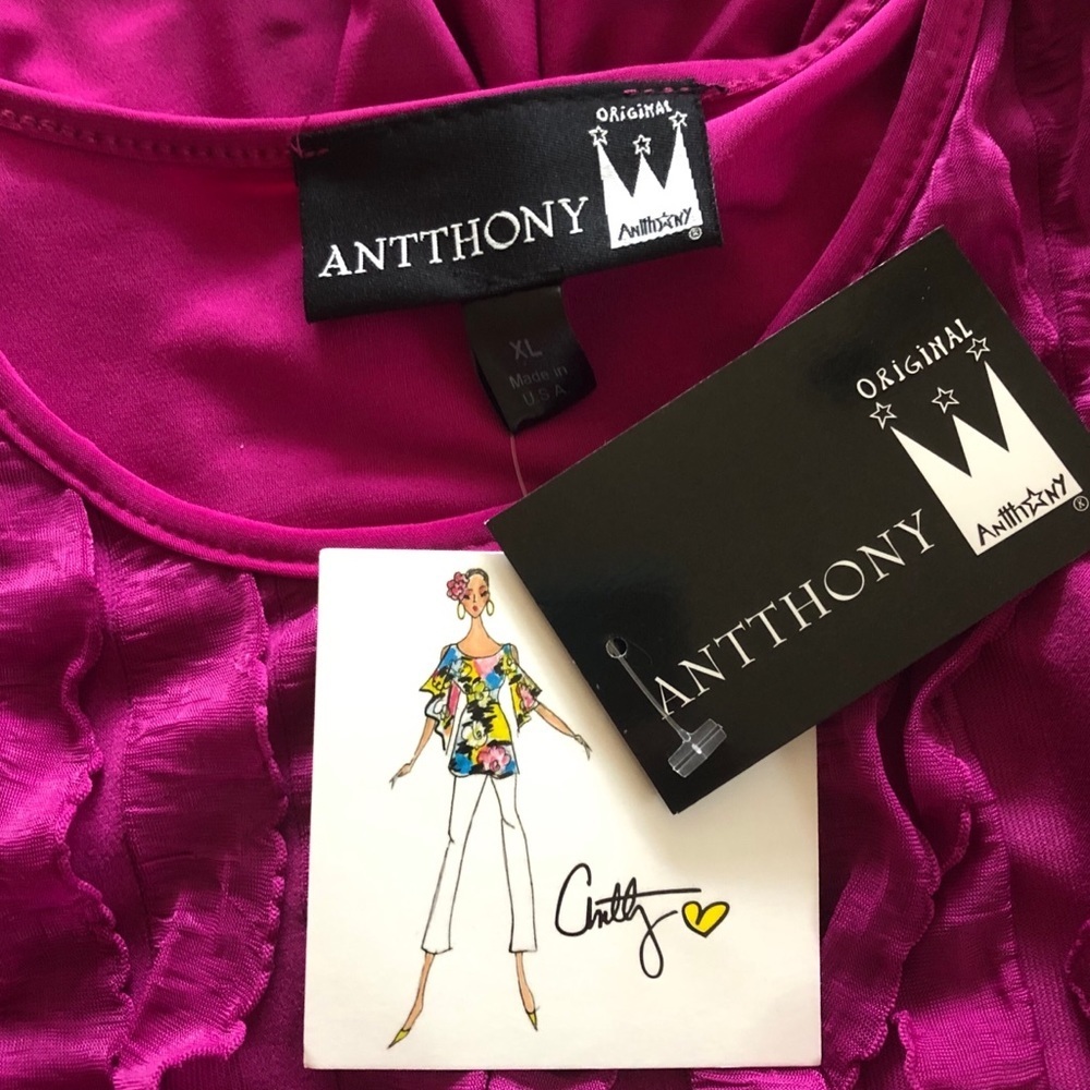 Antthony Original pink long sleeve ruffle Top XL - Picture 5 of 8